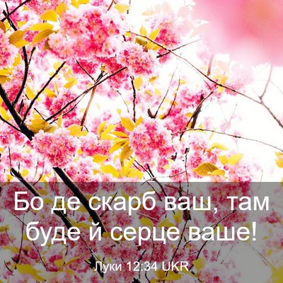Picture 03 - Луки 12:34 UKR - Бо де скарб ваш, там буде й - Bible Verse Picture