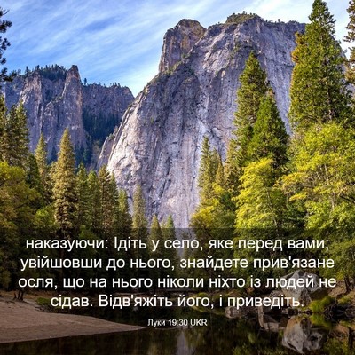 Picture 03 - Луки 19:30 UKR - наказуючи: Ідіть у село, - Bible Verse Picture