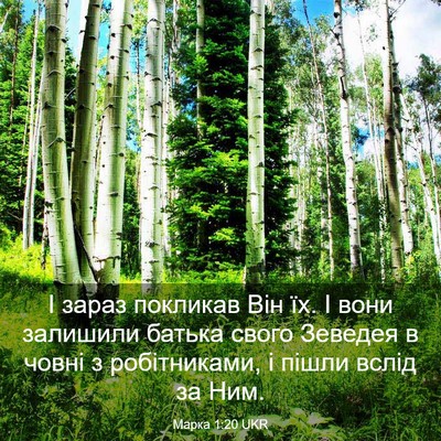 Picture 03 - Марка 1:20 UKR - І зараз покликав Він їх. І - Bible Verse Picture