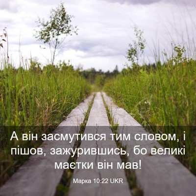 Picture 03 - Марка 10:22 UKR - А він засмутився тим - Bible Verse Picture
