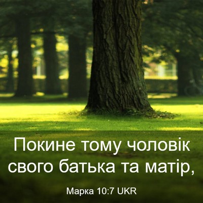 Picture 03 - Марка 10:7 UKR - Покине тому чоловік свого - Bible Verse Picture