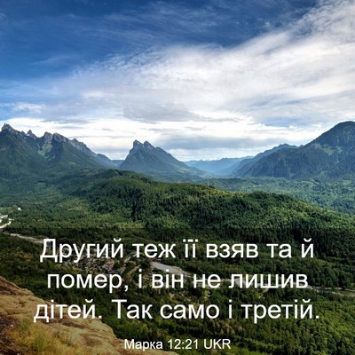 Picture 03 - Марка 12:21 UKR - Другий теж її взяв та й - Bible Verse Picture