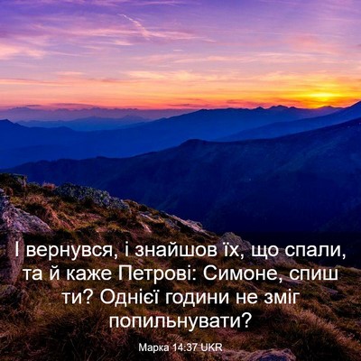 Picture 03 - Марка 14:37 UKR - І вернувся, і знайшов їх, що - Bible Verse Picture