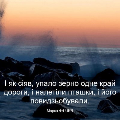 Picture 03 - Марка 4:4 UKR - І як сіяв, упало зерно одне - Bible Verse Picture