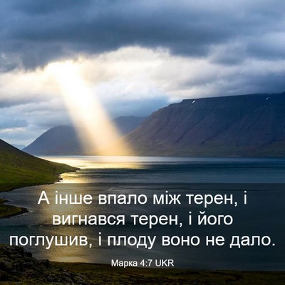 Picture 03 - Марка 4:7 UKR - А інше впало між терен, і - Bible Verse Picture