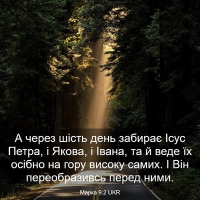 Picture 03 - Марка 9:2 UKR - А через шість день забирає - Bible Verse Picture