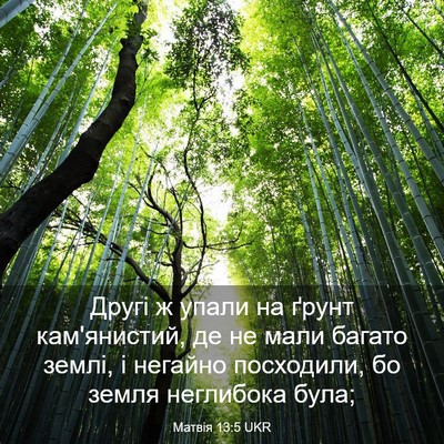 Picture 03 - Матвія 13:5 UKR - Другі ж упали на ґрунт - Bible Verse Picture