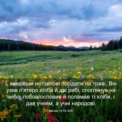 Picture 03 - Матвія 14:19 UKR - І, звелівши натовпові - Bible Verse Picture