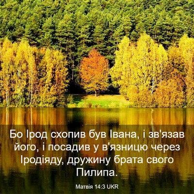 Picture 03 - Матвія 14:3 UKR - Бо Ірод схопив був Івана, і - Bible Verse Picture