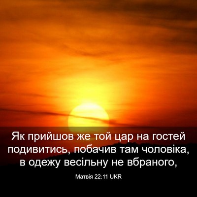 Picture 03 - Матвія 22:11 UKR - Як прийшов же той цар на - Bible Verse Picture