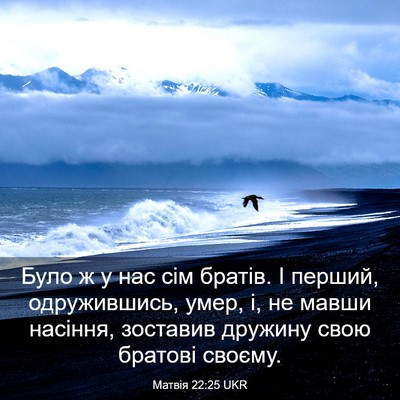 Picture 03 - Матвія 22:25 UKR - Було ж у нас сім братів. І - Bible Verse Picture