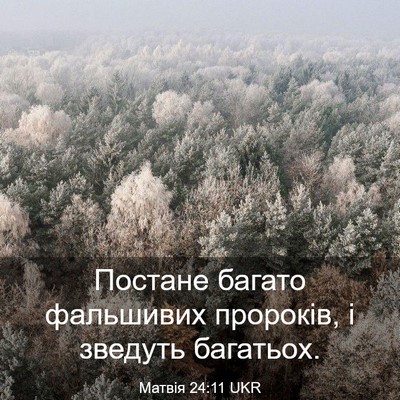 Picture 03 - Матвія 24:11 UKR - Постане багато фальшивих - Bible Verse Picture
