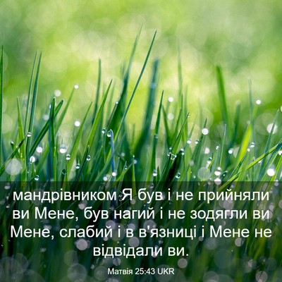 Picture 03 - Матвія 25:43 UKR - мандрівником Я був і не - Bible Verse Picture