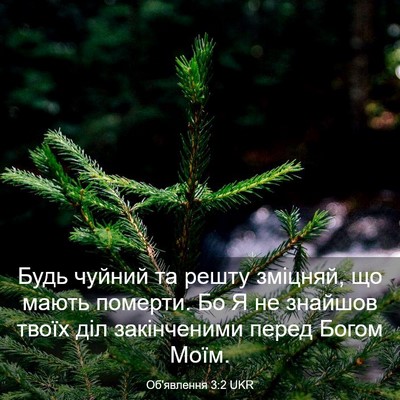 Picture 03 - Об'явлення 3:2 UKR - Будь чуйний та решту - Bible Verse Picture