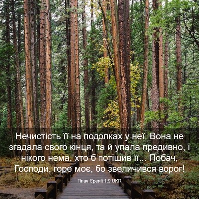 Picture 03 - Плач Єремії 1:9 UKR - Нечистість її на подолках - Bible Verse Picture
