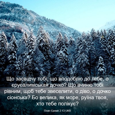 Picture 03 - Плач Єремії 2:13 UKR - Що засвідчу тобі, що - Bible Verse Picture