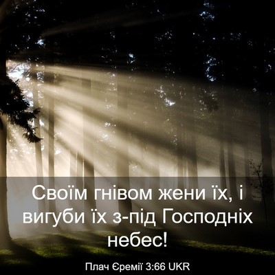 Picture 03 - Плач Єремії 3:66 UKR - Своїм гнівом жени їх, і - Bible Verse Picture