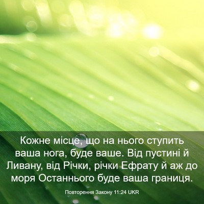 Picture 03 - Повторення Закону 11:24 UKR - Кожне місце, що на нього - Bible Verse Picture
