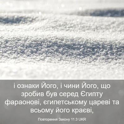 Picture 03 - Повторення Закону 11:3 UKR - і ознаки Його, і чини Його, - Bible Verse Picture