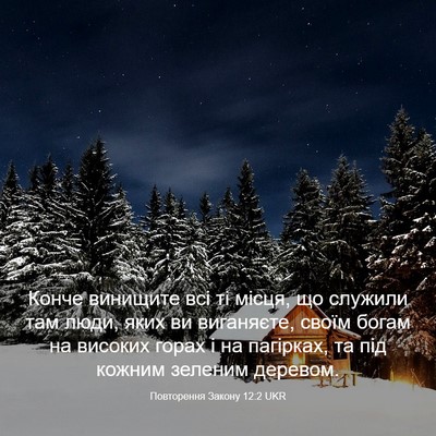 Picture 03 - Повторення Закону 12:2 UKR - Конче винищите всі ті - Bible Verse Picture