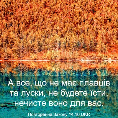 Picture 03 - Повторення Закону 14:10 UKR - А все, що не має плавців та - Bible Verse Picture