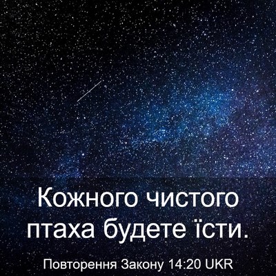 Picture 03 - Повторення Закону 14:20 UKR - Кожного чистого птаха - Bible Verse Picture