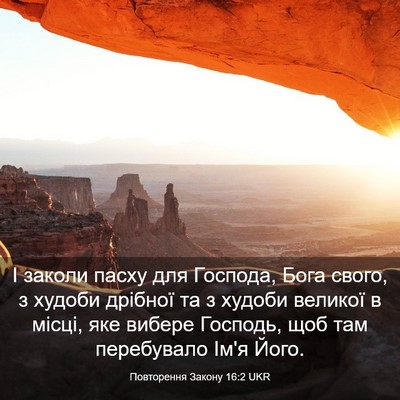 Picture 03 - Повторення Закону 16:2 UKR - І заколи пасху для Господа, - Bible Verse Picture