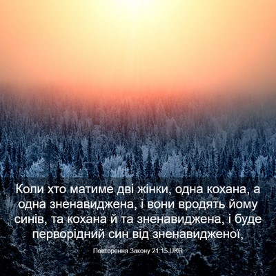 Picture 03 - Повторення Закону 21:15 UKR - Коли хто матиме дві жінки, - Bible Verse Picture