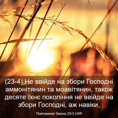 Picture 03 - Повторення Закону 23:3 UKR - (23-4) Не ввійде на збори - Bible Verse Picture