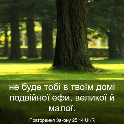 Picture 03 - Повторення Закону 25:14 UKR - не буде тобі в твоїм домі - Bible Verse Picture