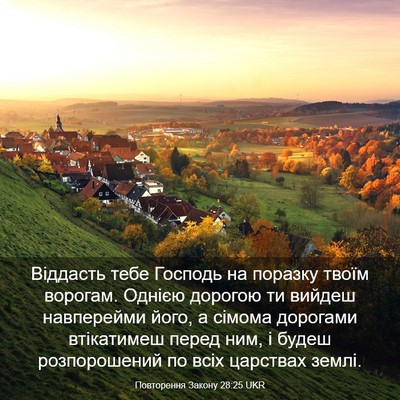 Picture 03 - Повторення Закону 28:25 UKR - Віддасть тебе Господь на - Bible Verse Picture