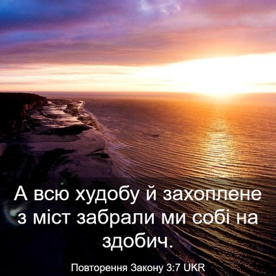Picture 03 - Повторення Закону 3:7 UKR - А всю худобу й захоплене з - Bible Verse Picture