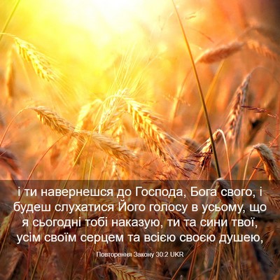 Picture 03 - Повторення Закону 30:2 UKR - і ти навернешся до Господа, - Bible Verse Picture