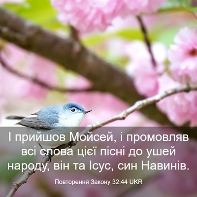 Picture 03 - Повторення Закону 32:44 UKR - І прийшов Мойсей, і - Bible Verse Picture