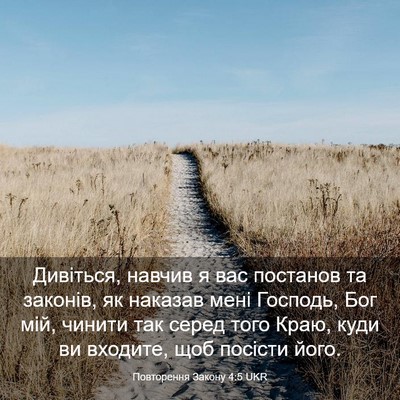 Picture 03 - Повторення Закону 4:5 UKR - Дивіться, навчив я вас - Bible Verse Picture