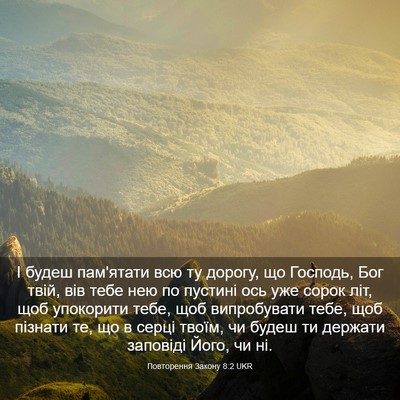 Picture 03 - Повторення Закону 8:2 UKR - І будеш пам'ятати всю ту - Bible Verse Picture
