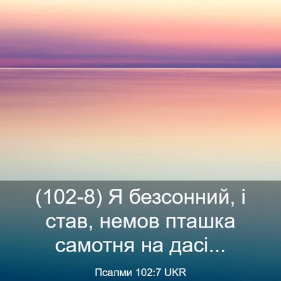 Picture 03 - Псалми 102:7 UKR - (102-8) Я безсонний, і став, - Bible Verse Picture