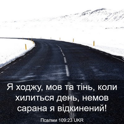 Picture 03 - Псалми 109:23 UKR - Я ходжу, мов та тінь, коли - Bible Verse Picture