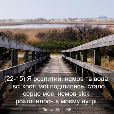 Picture 03 - Псалми 22:14 UKR - (22-15) Я розлитий, немов та - Bible Verse Picture