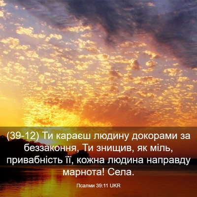 Picture 03 - Псалми 39:11 UKR - (39-12) Ти караєш людину - Bible Verse Picture