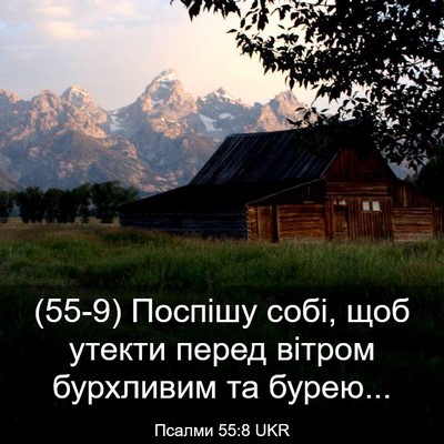 Picture 03 - Псалми 55:8 UKR - (55-9) Поспішу собі, щоб - Bible Verse Picture