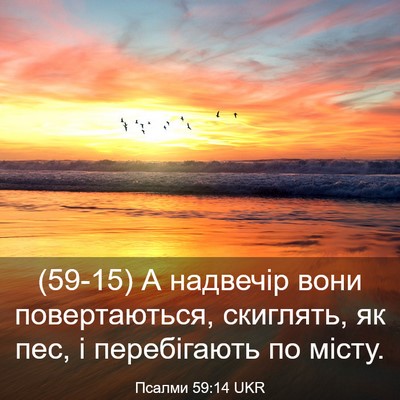 Picture 03 - Псалми 59:14 UKR - (59-15) А надвечір вони - Bible Verse Picture