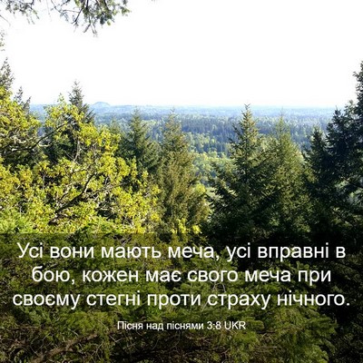 Picture 03 - Пісня над піснями 3:8 UKR - Усі вони мають меча, усі - Bible Verse Picture
