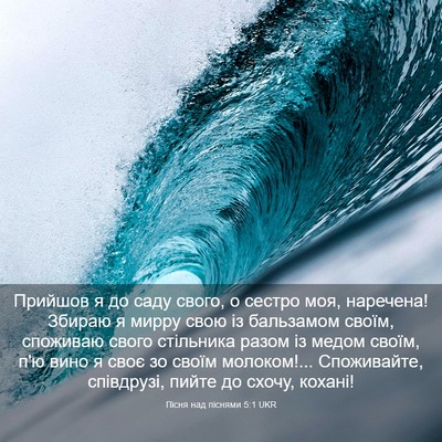 Picture 03 - Пісня над піснями 5:1 UKR - Прийшов я до саду свого, о - Bible Verse Picture