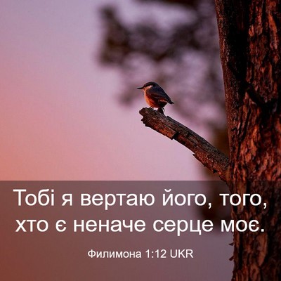 Picture 03 - Филимона 1:12 UKR - Тобі я вертаю його, того, - Bible Verse Picture
