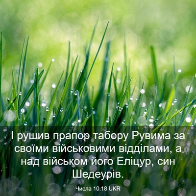 Picture 03 - Числа 10:18 UKR - І рушив прапор табору - Bible Verse Picture