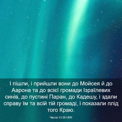 Picture 03 - Числа 13:26 UKR - І пішли, і прийшли вони до - Bible Verse Picture