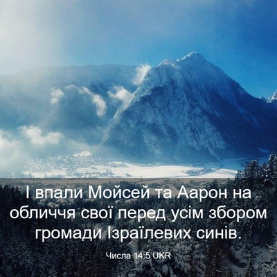 Picture 03 - Числа 14:5 UKR - І впали Мойсей та Аарон на - Bible Verse Picture