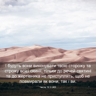 Picture 03 - Числа 18:3 UKR - І будуть вони виконувати - Bible Verse Picture