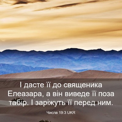 Picture 03 - Числа 19:3 UKR - І дасте її до священика - Bible Verse Picture